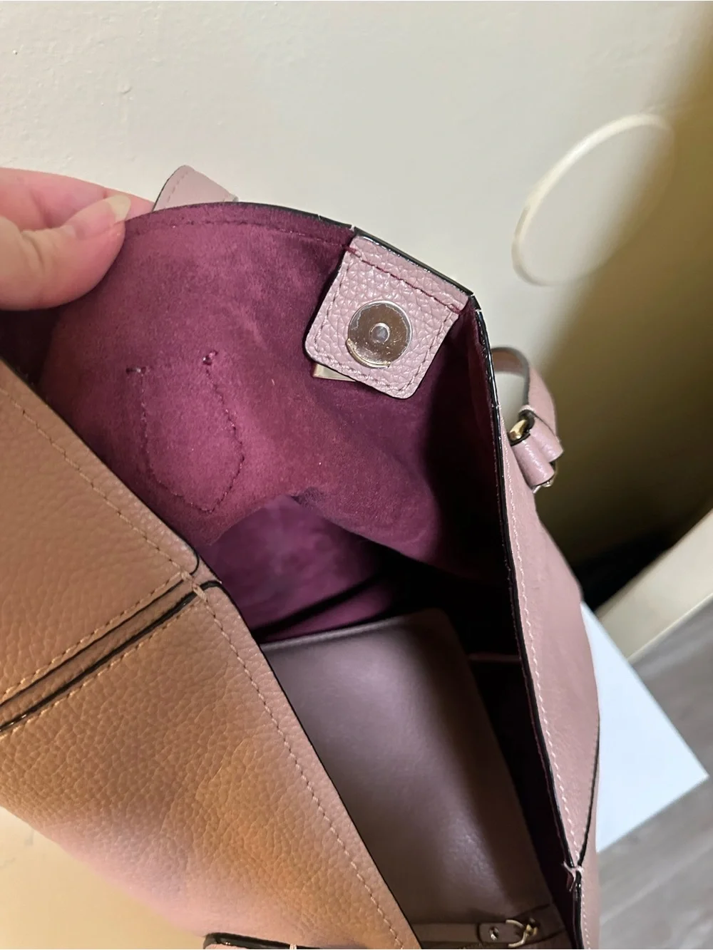 kate spade Pebbled Leather Tote in Dusty Pink